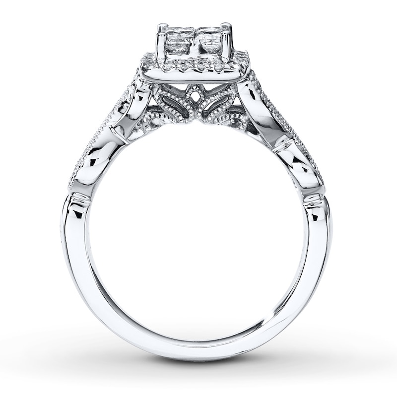 Previously Owned Diamond Ring 5/8 ct tw Princess & Round-cut 14K White Gold