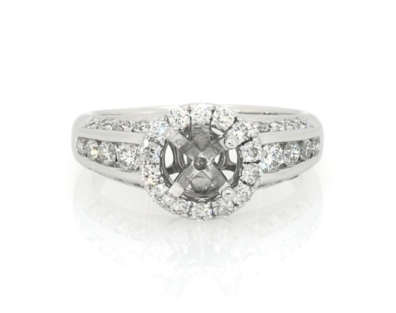 Main Image 1 of Previously Owned Diamond Halo Engagement Ring Setting 3/4 ct tw 14K White Gold