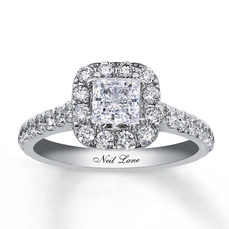 Previously Owned Neil Lane Diamond Engagement Ring 1-1/2 ct tw Princess & Round-cut 14K White Gold