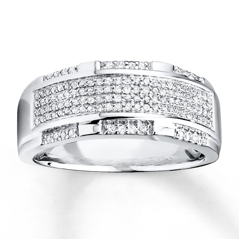 Previously Owned Men's Diamond Wedding Band 1/2 ct tw 10K White Gold