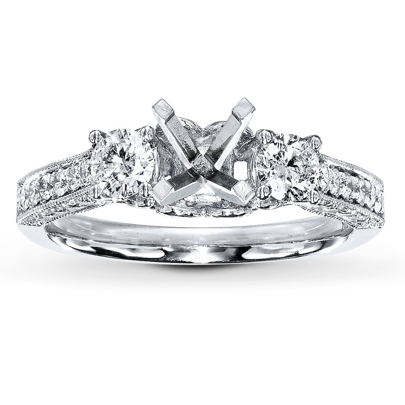 Main Image 1 of Previously Owned Diamond Ring Setting 3/4 ct tw Round-cut 14K White Gold