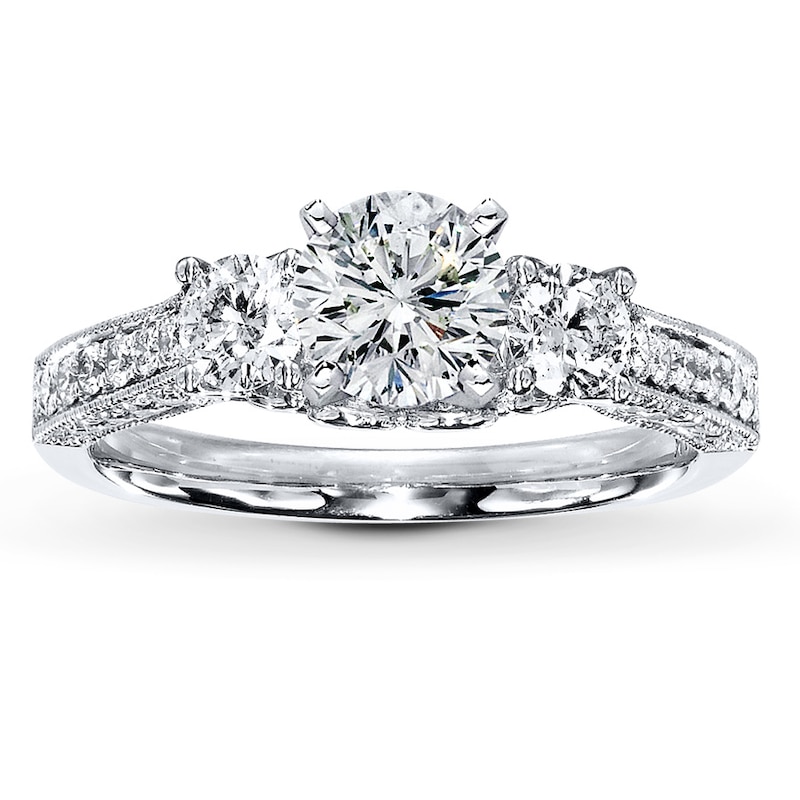 Main Image 3 of Previously Owned Diamond Ring Setting 3/4 ct tw Round-cut 14K White Gold
