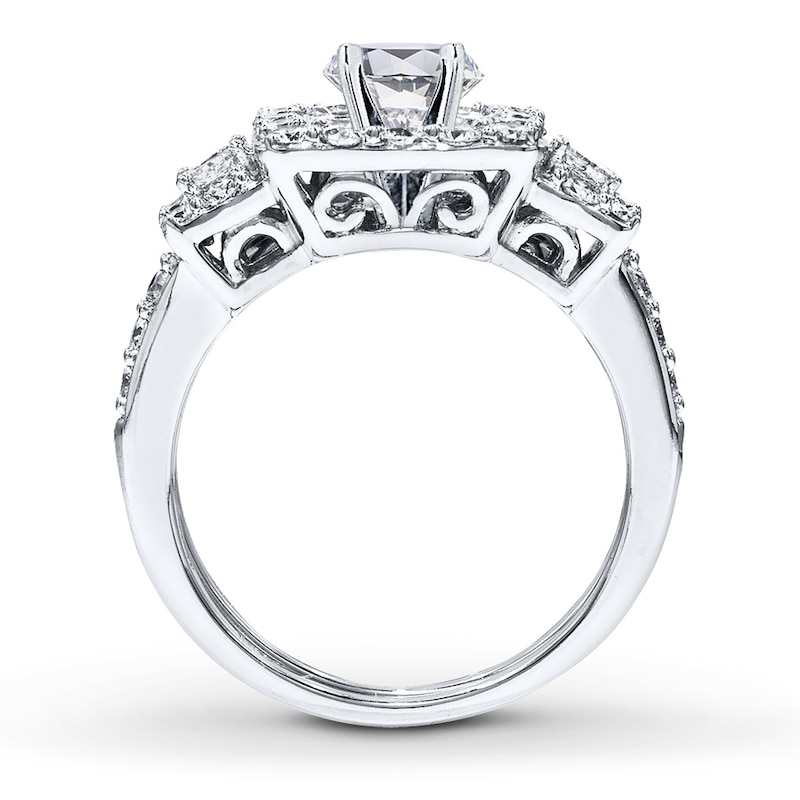 Main Image 2 of Previously Owned Diamond Bridal Setting 1-1/8 ct tw Princess-cut 14K White Gold