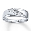 Thumbnail Image 0 of Previously Owned Men's Diamond Wedding Band 3/8 ct tw Round-cut 10K White Gold