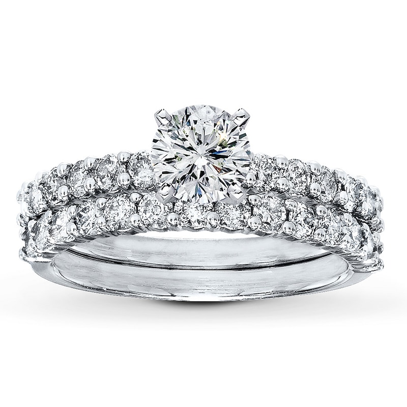 Main Image 3 of Previously Owned Diamond Bridal Setting 7/8 ct tw Round-Cut Platinum