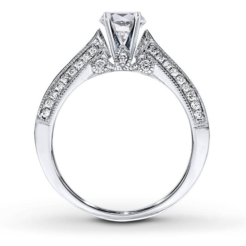 Main Image 2 of Previously Owned Diamond Ring Setting 1 ct tw Princess/Round 14K White Gold