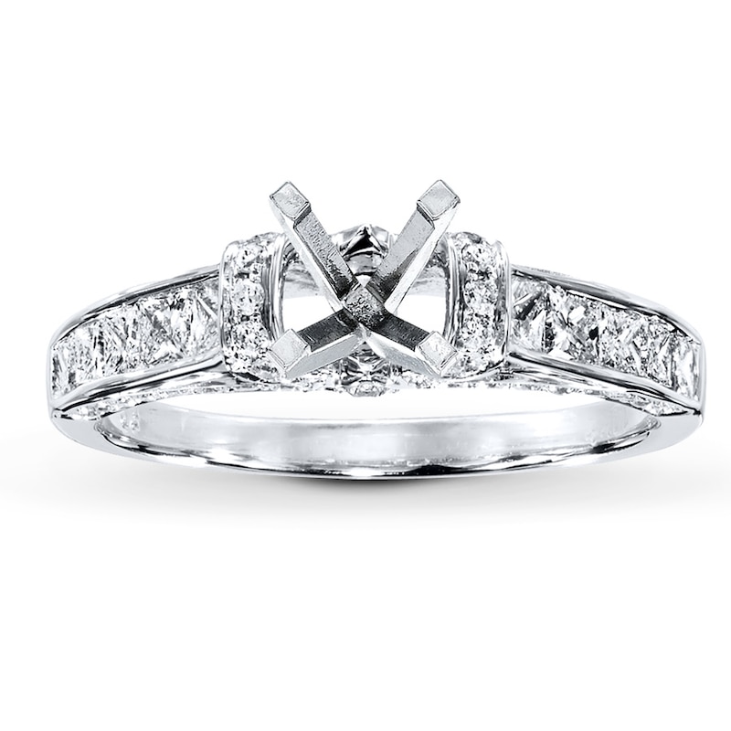 Main Image 1 of Previously Owned Diamond Ring Setting 3/4 ct tw Princess/Round 14K White Gold