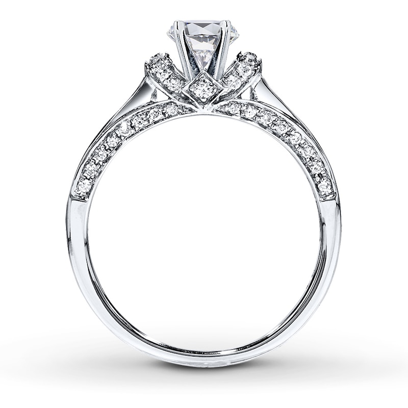 Main Image 2 of Previously Owned Diamond Ring Setting 3/4 ct tw Princess/Round 14K White Gold