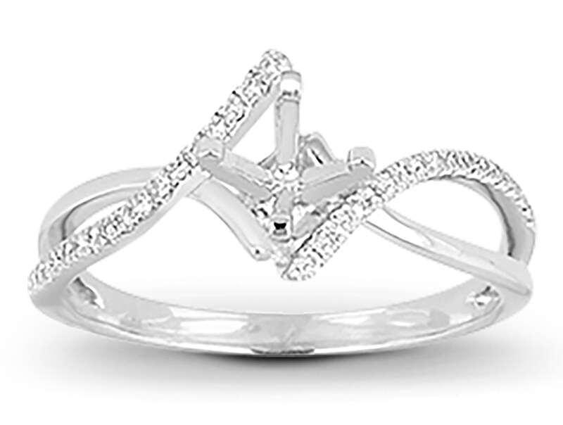 Main Image 1 of Previously Owned Diamond Ring Setting 1/8 ct tw Round-cut 14K White Gold
