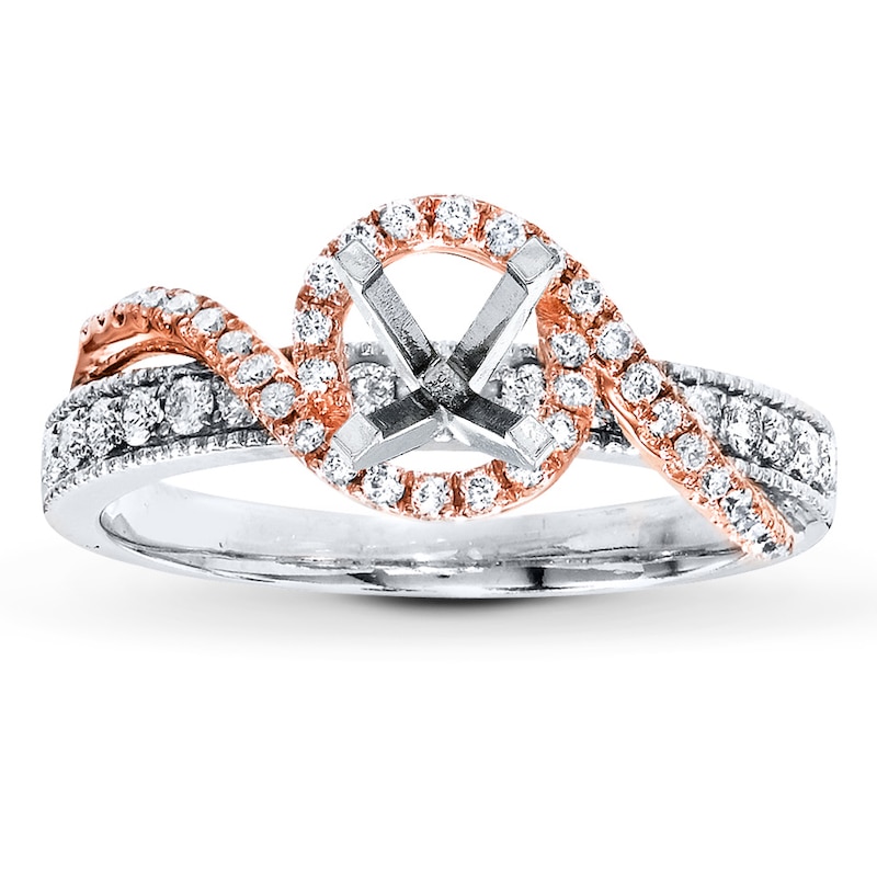 Main Image 1 of Previously Owned Diamond Ring Setting 3/8 ct tw Round-cut 14K Two-Tone Gold