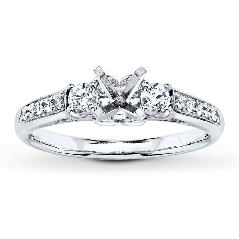 Main Image 1 of Previously Owned Diamond Ring Setting 1/3 ct tw Round-cut 14K White Gold