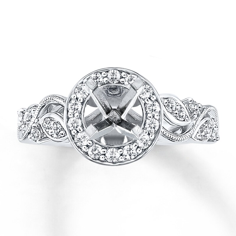 Main Image 1 of Previously Owned Diamond Ring Setting 3/8 ct tw Round-cut 14K White Gold