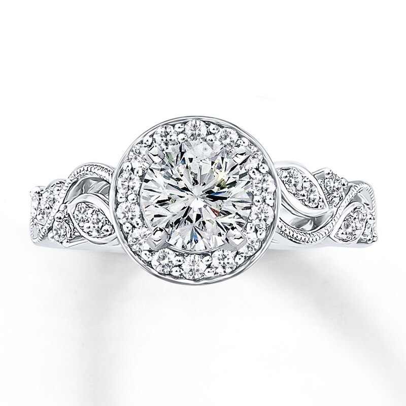 Main Image 3 of Previously Owned Diamond Ring Setting 3/8 ct tw Round-cut 14K White Gold