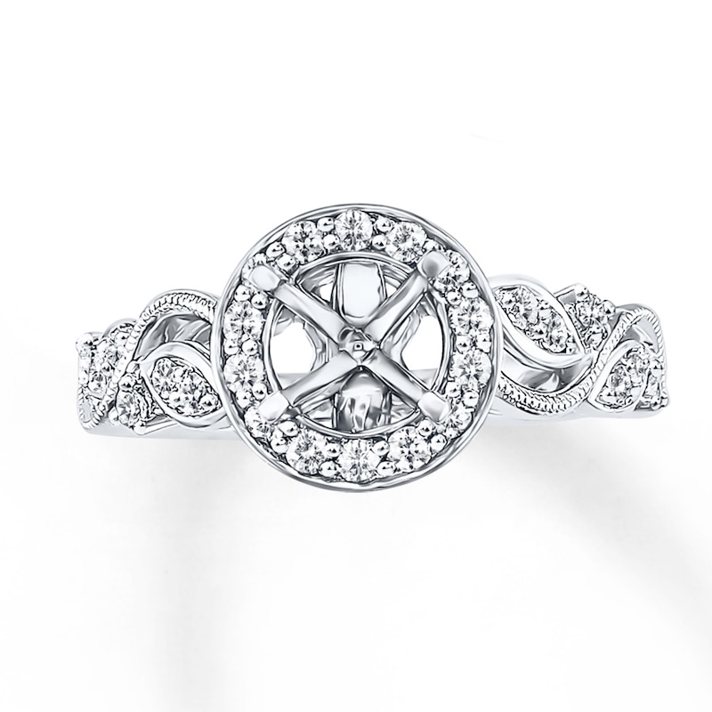 Main Image 4 of Previously Owned Diamond Ring Setting 3/8 ct tw Round-cut 14K White Gold