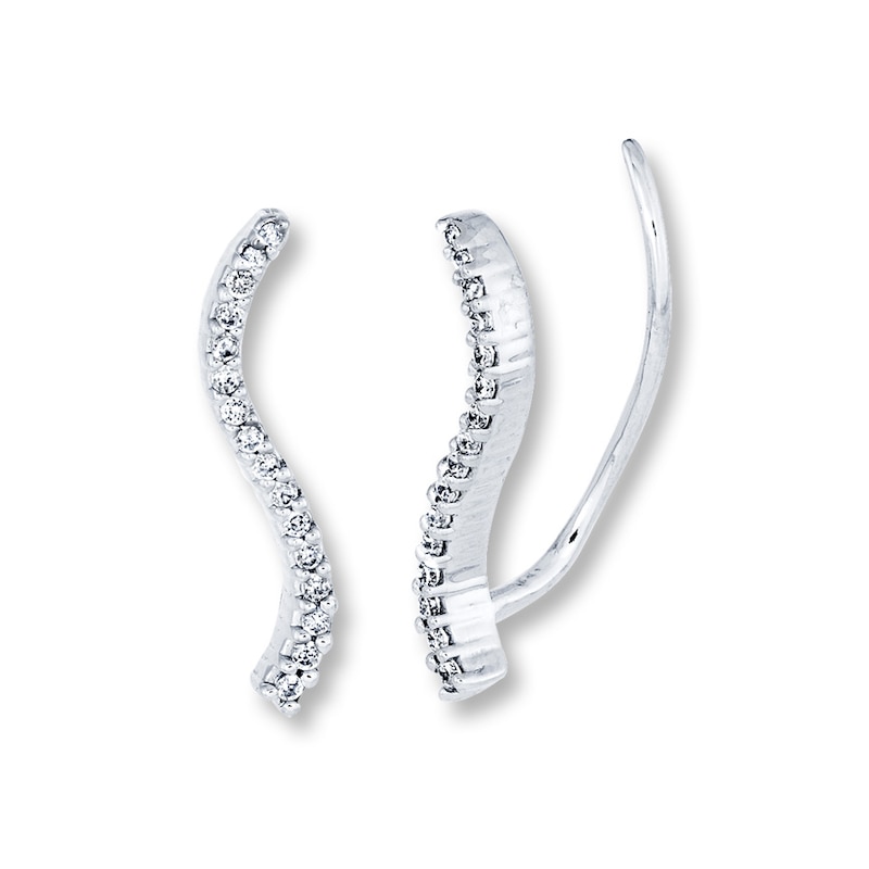 Main Image 1 of Previously Owned Diamond Earring Climbers 1/15 ct Sterling Silver