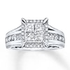 Thumbnail Image 0 of Previously Owned Diamond Engagement Ring 1-3/8 ct tw Princess & Round-cut 14K White Gold