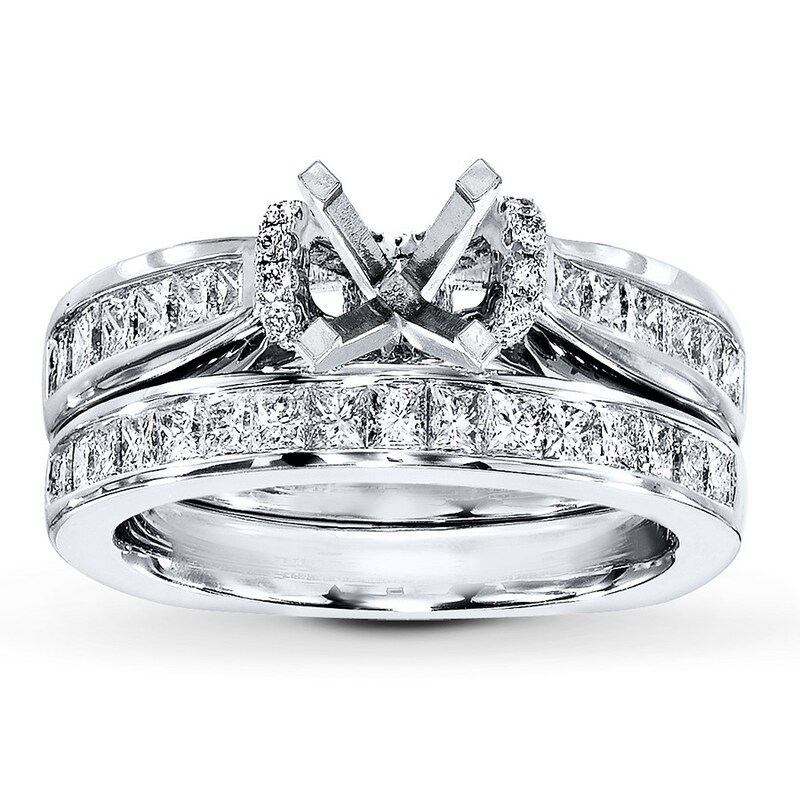 Main Image 1 of Previously Owned Diamond Bridal Setting 1-1/5 ct tw Princess-cut 18K White Gold