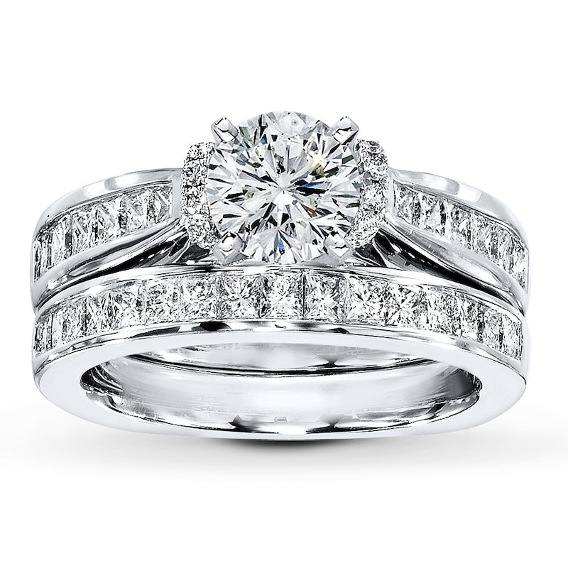 Main Image 3 of Previously Owned Diamond Bridal Setting 1-1/5 ct tw Princess-cut 18K White Gold