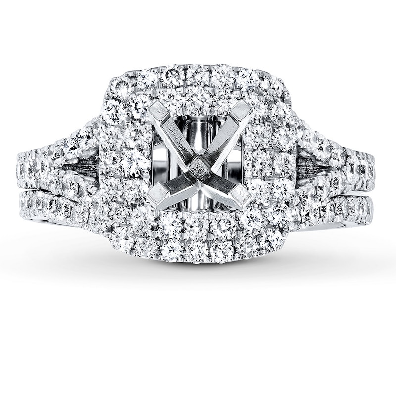 Main Image 1 of Previously Owned Leo Bridal Setting 1 ct tw Diamonds 14K White Gold