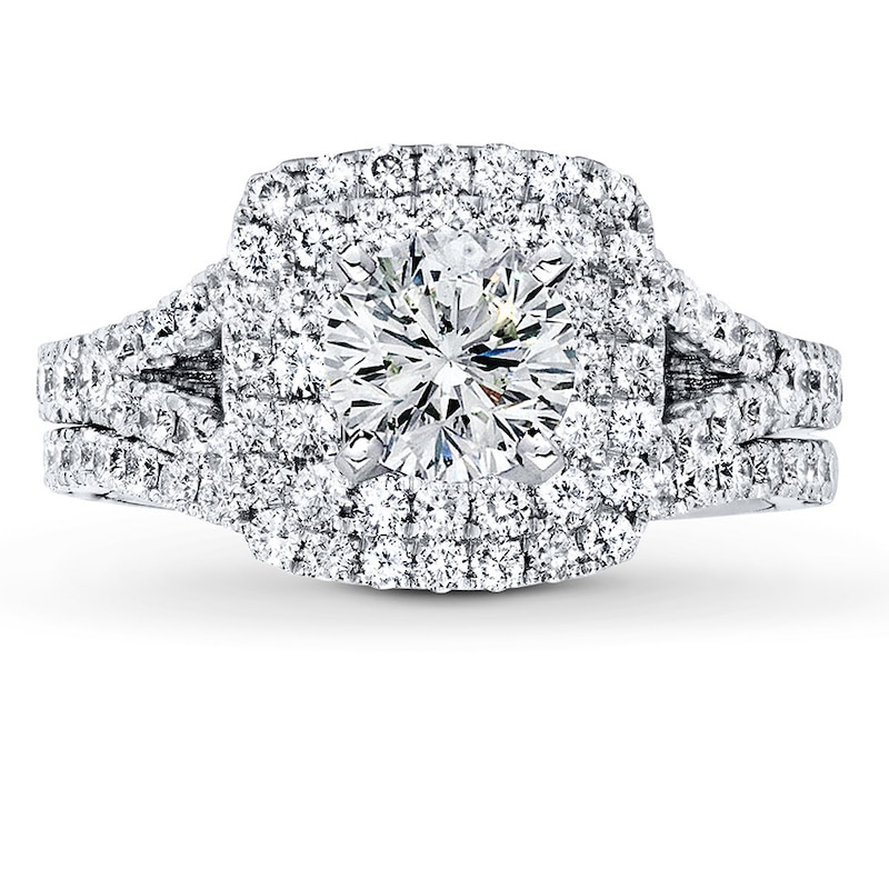 Main Image 3 of Previously Owned Leo Bridal Setting 1 ct tw Diamonds 14K White Gold