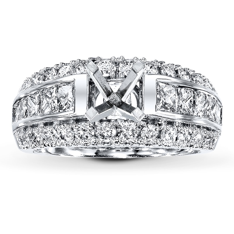 Main Image 1 of Previously Owned Diamond Bridal Setting 1-3/4 cttw Round/Princess 14K White Gold