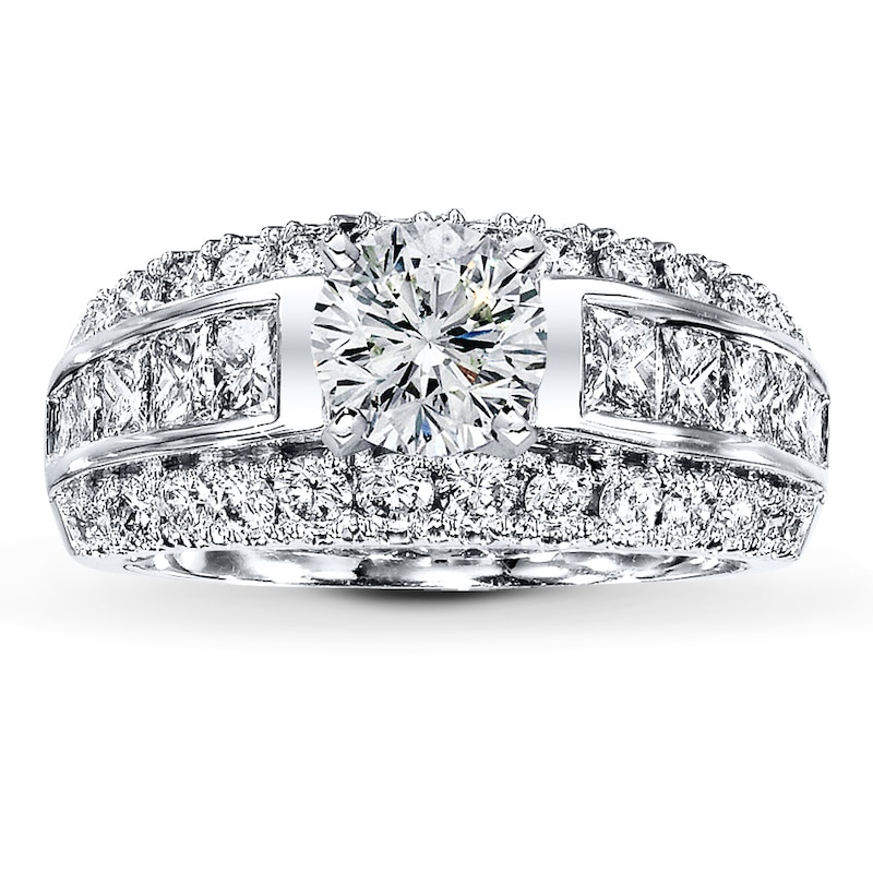 Main Image 3 of Previously Owned Diamond Bridal Setting 1-3/4 cttw Round/Princess 14K White Gold