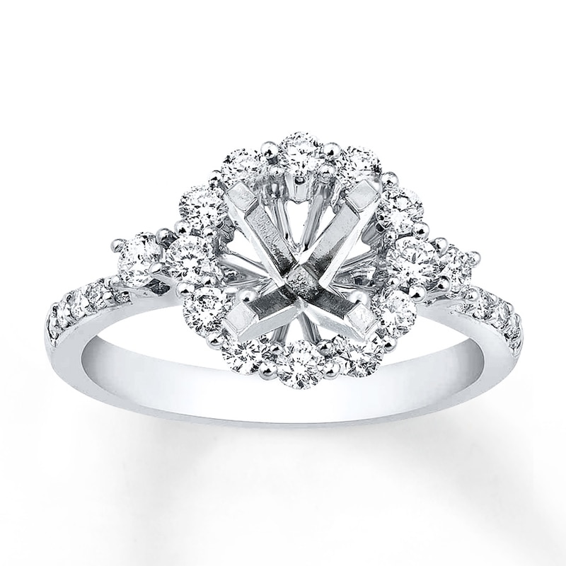 Main Image 1 of Previously Owned Diamond Ring Setting 3/4 ct tw Round-cut 14K White Gold