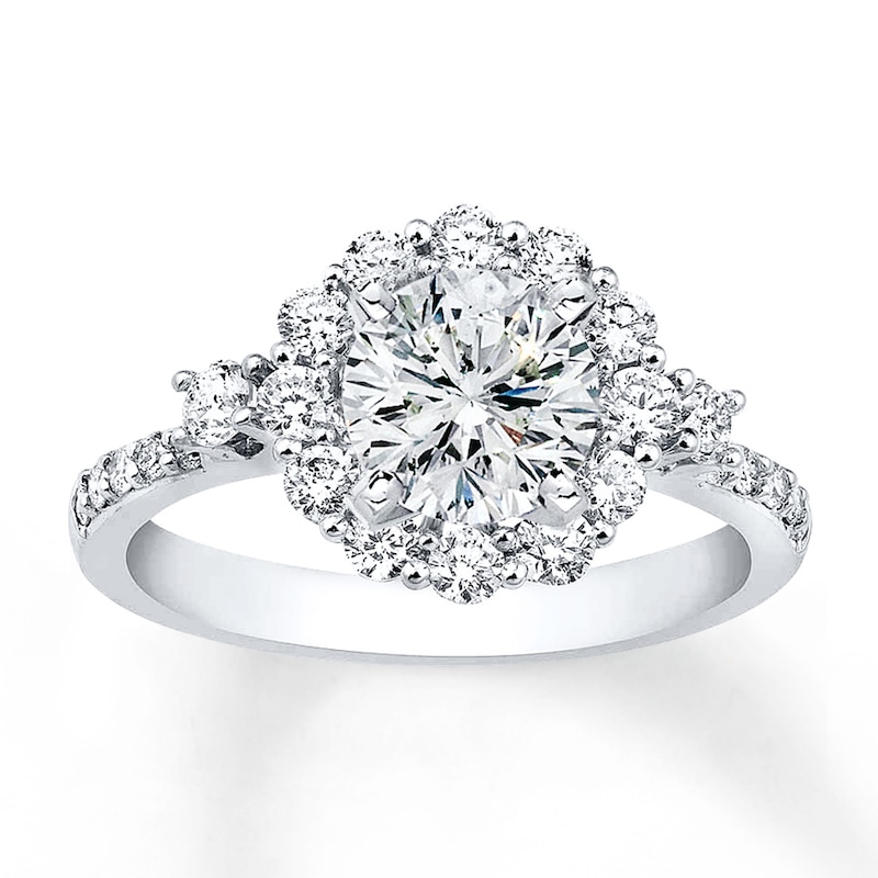 Main Image 3 of Previously Owned Diamond Ring Setting 3/4 ct tw Round-cut 14K White Gold