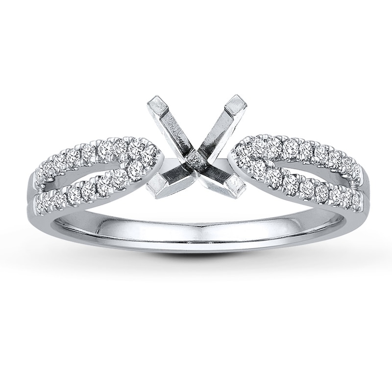 Main Image 1 of Previously Owned Diamond Ring Setting 1/4 ct tw Round-cut 14K White Gold