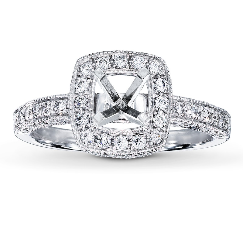 Main Image 1 of Previously Owned Diamond Ring Setting 5/8 ct tw Round-cut 14K White Gold