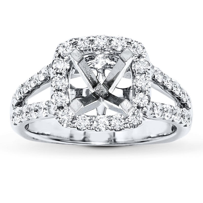 Main Image 1 of Previously Owned Diamond Ring Setting 1 ct tw Ideal Round-cut 18K White Gold