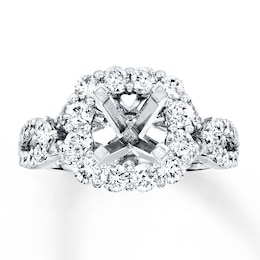 Previously Owned Diamond Ring Setting 1-1/3 ct tw Round/Princess 14K White Gold