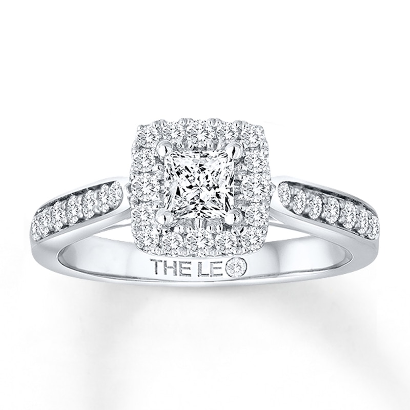 Previously Owned THE LEO Diamond Ring 3/4 ct tw Princess & Round-cut 14K White Gold