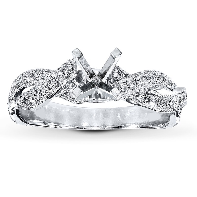 Main Image 1 of Previously Owned Diamond Ring Setting 3/8 ct tw Round-cut 14K White Gold