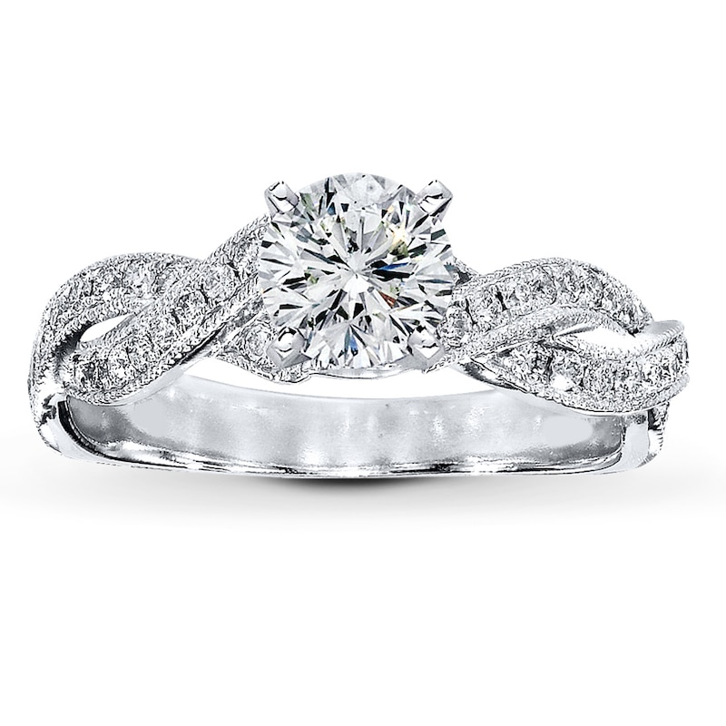 Main Image 3 of Previously Owned Diamond Ring Setting 3/8 ct tw Round-cut 14K White Gold