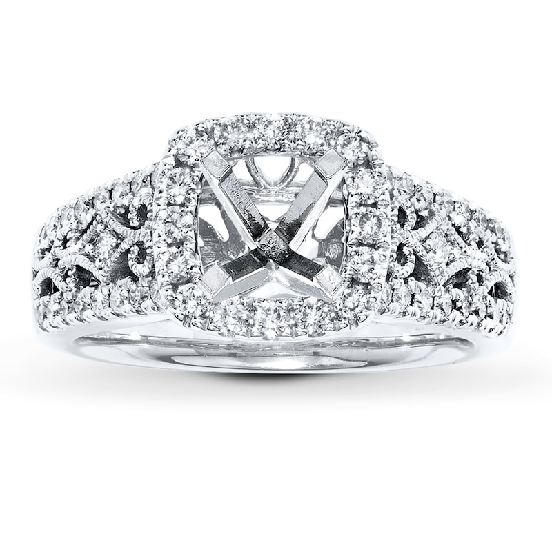 Main Image 1 of Previously Owned Diamond Ring Setting 1/2 ct tw Round-cut 14K White Gold