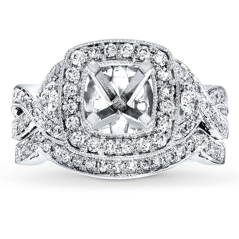 Main Image 1 of Previously Owned Diamond Bridal Setting 3/4 ct tw Round-cut 14K White Gold