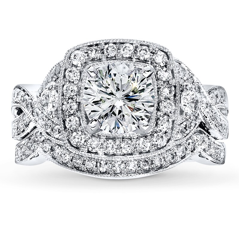 Main Image 3 of Previously Owned Diamond Bridal Setting 3/4 ct tw Round-cut 14K White Gold