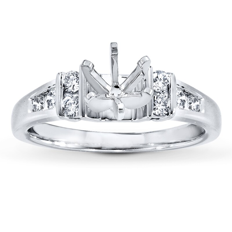 Main Image 1 of Previously Owned Diamond Ring Setting 1/3 ct tw Round-cut 14K White Gold