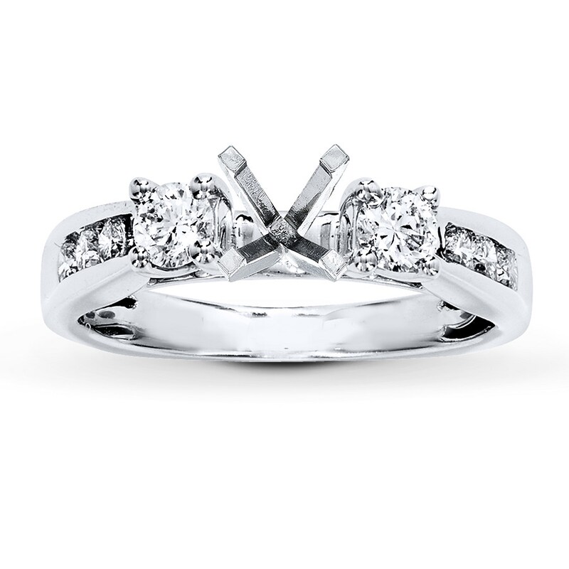 Main Image 1 of Previously Owned Diamond Ring Setting 3/4 ct tw Round Ideal-cut 18K White Gold