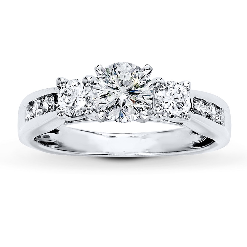 Main Image 3 of Previously Owned Diamond Ring Setting 3/4 ct tw Round Ideal-cut 18K White Gold
