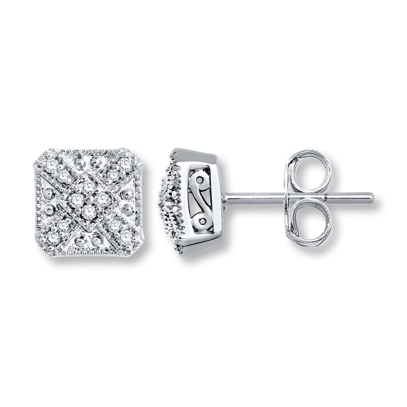Main Image 1 of Previously Owned Diamond Earrings 1/10 ct tw Round-cut Sterling Silver