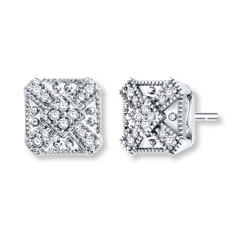 Main Image 2 of Previously Owned Diamond Earrings 1/10 ct tw Round-cut Sterling Silver