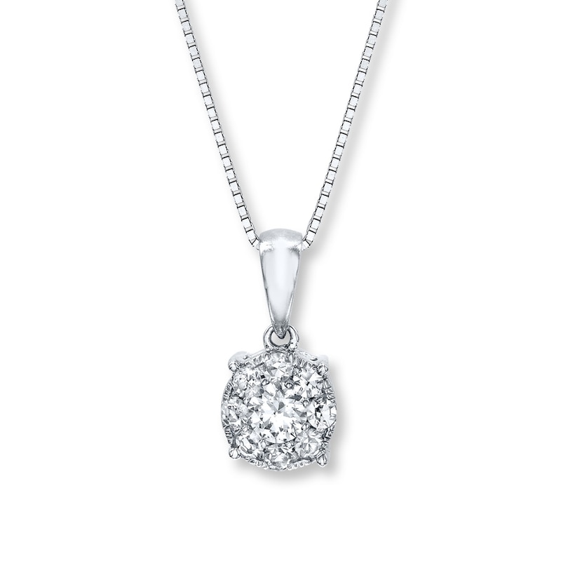 Main Image 1 of Previously Owned Diamond Necklace 1/3 ct tw Round-Cut 10K White Gold