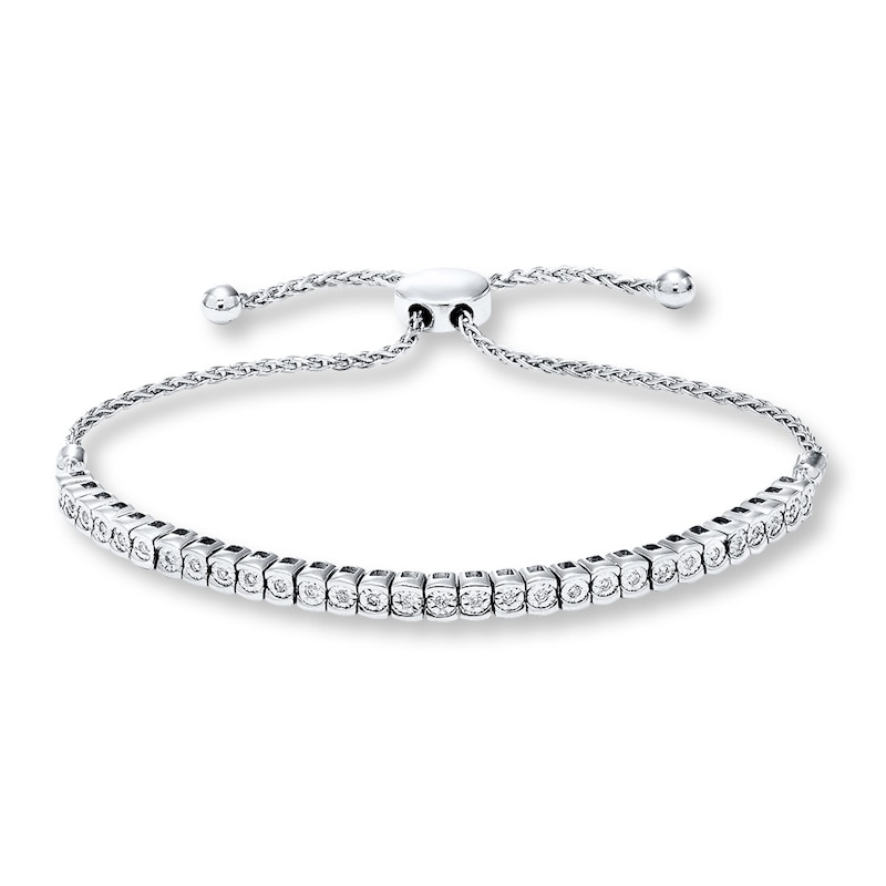 Previously Owned Diamond Bolo Bracelet 1/4 ct tw Round-cut Sterling Silver