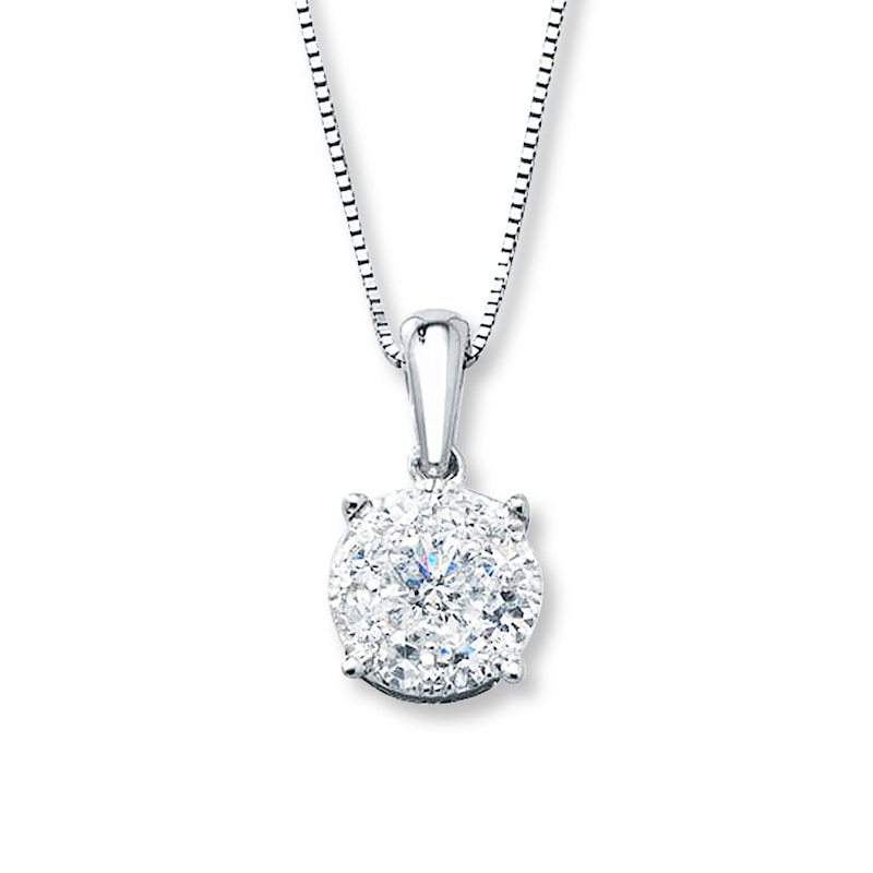 Main Image 1 of Previously Owned Diamond Necklace 1/2 ct tw Round-cut 10K White Gold