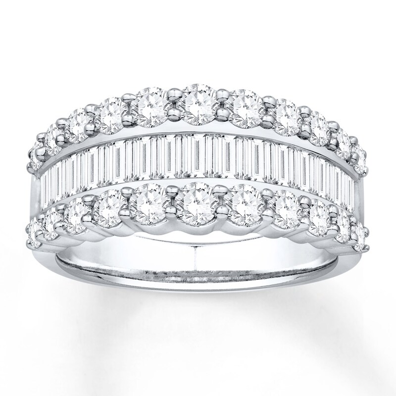 Main Image 1 of Previously Owned Diamond Anniversary Band 2 ct tw Round/Baguette 14K White Gold