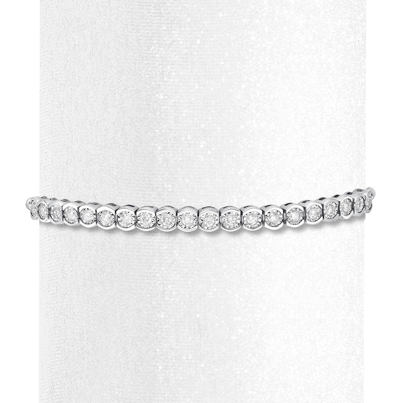 Main Image 2 of Previously Owned Diamond Bolo Bracelet 1 carat tw Round-cut Sterling Silver