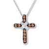 Thumbnail Image 1 of Previously Owned Le Vian Chocolate Diamonds 1/3 ct tw Cross Necklace 14K Vanilla Gold