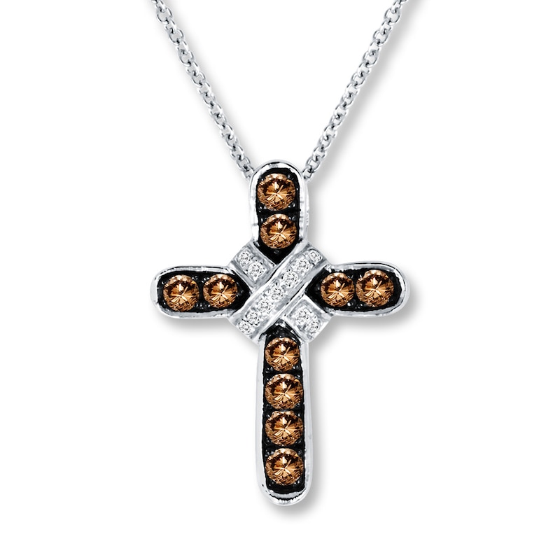Main Image 1 of Previously Owned Le Vian Chocolate Diamonds 1/3 ct tw Cross Necklace 14K Vanilla Gold